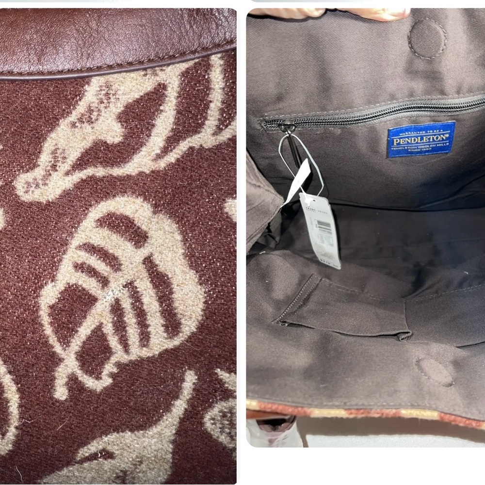 Pendleton Leather Wool Handbag - Picture 4 of 5